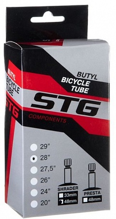фото Камера велосипедная STG, бутил, 28Х1,75/1,95 ,автониппель 48мм (упак.: коробка) 